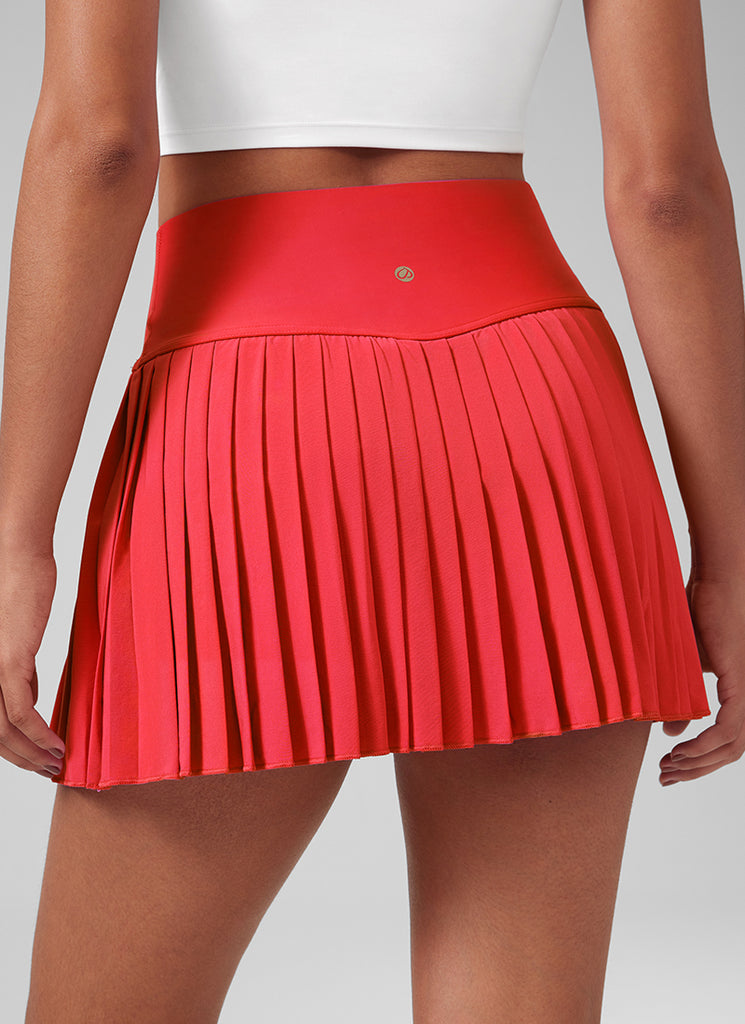 CRZ YOGA Women's Skort Tennis Feathery-Fit Soft High Rise Tennis Skirt 14'' Deep Red