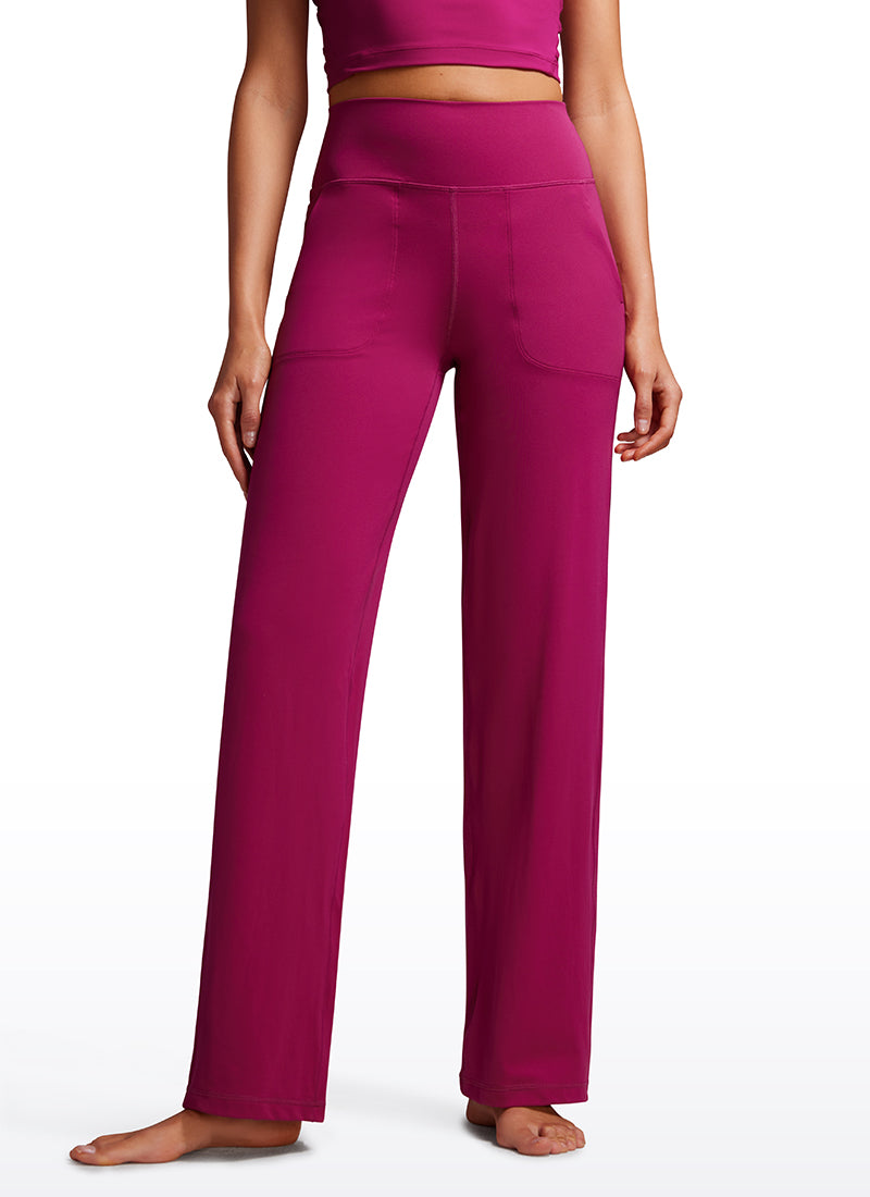 CRZ YOGA Women's Butterluxe High Rise Wide Leg Pants with Pockets 31'' Magenta Purple