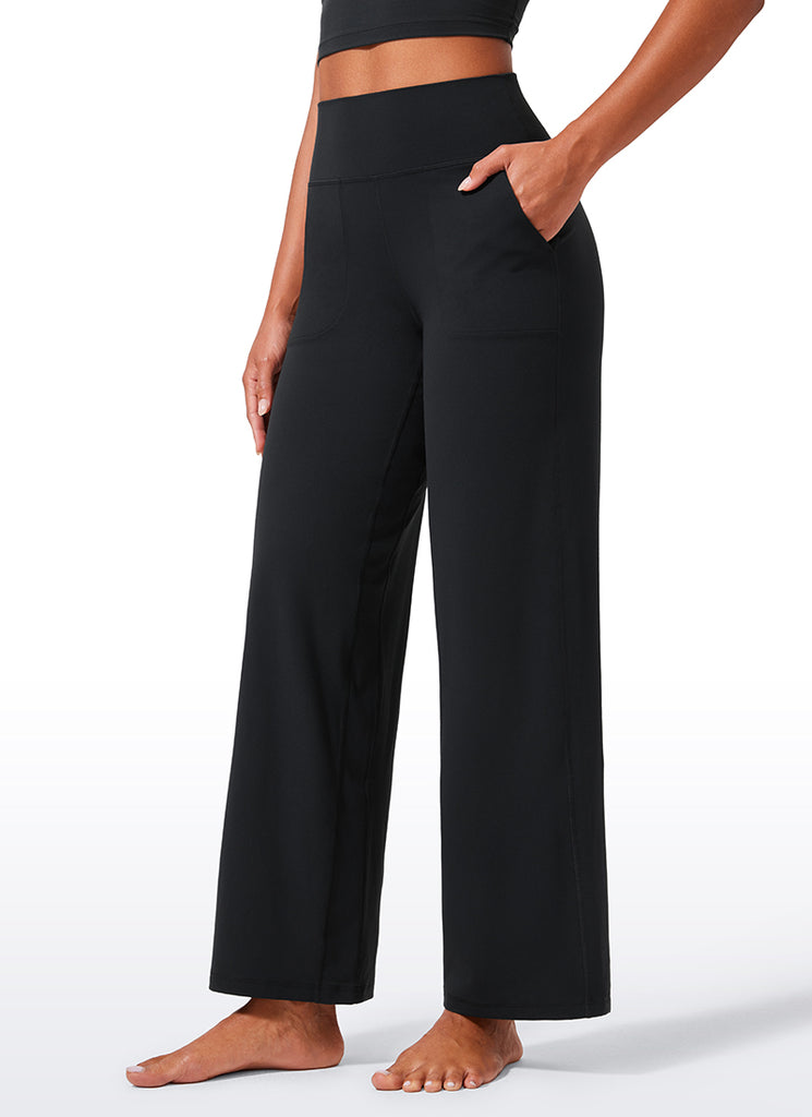 CRZ YOGA Women's Butterlift High Waisted Wide Leg Pants with Pockets Hot Fudge Brown