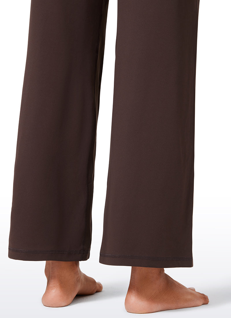 CRZ YOGA Women's Butterlift High Waisted Wide Leg Pants with Pockets Hot Fudge Brown