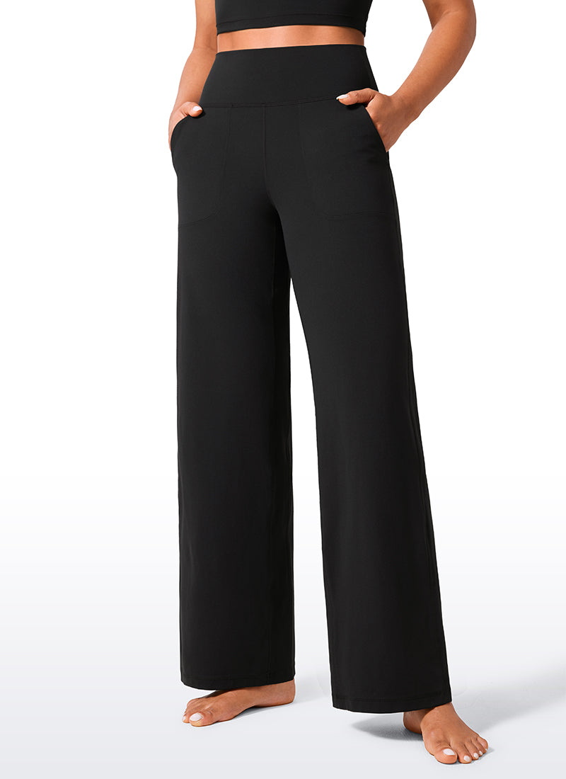 CRZ YOGA Women's Butterlift High Waisted Wide Leg Pants with Pockets Olive Green