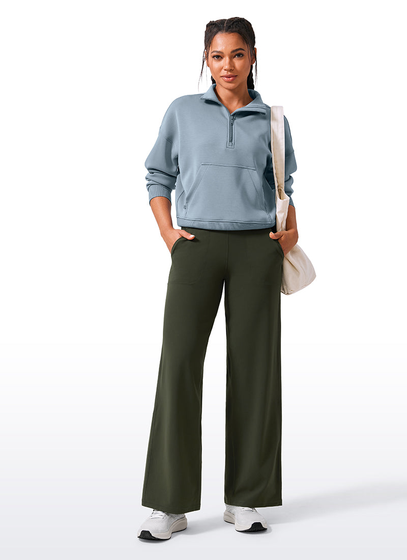 CRZ YOGA Women's Butterlift High Waisted Wide Leg Pants with Pockets Olive Green