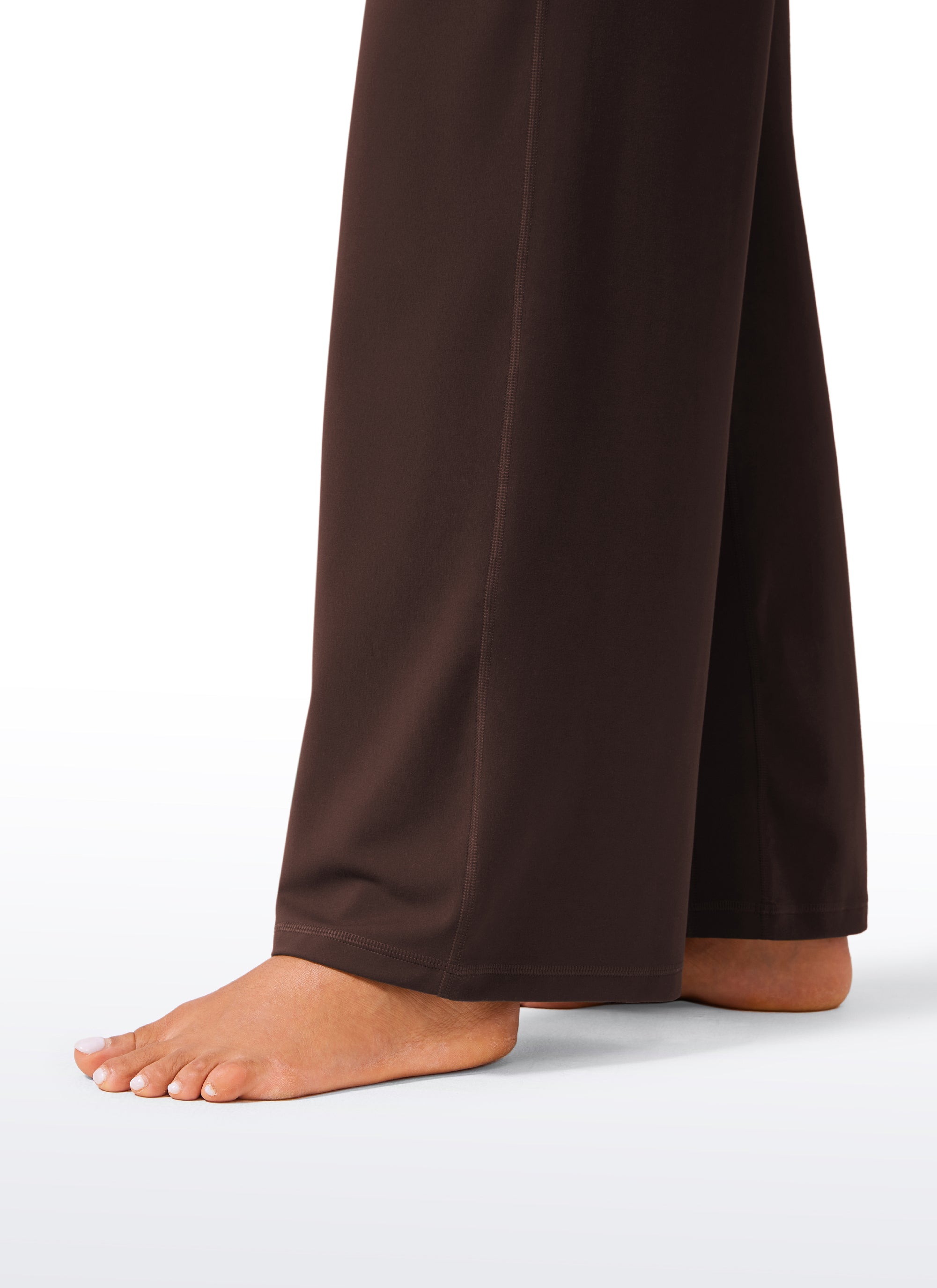 CRZ YOGA Women's Butterlift High Waisted Wide Leg Pants with Pockets Hot Fudge Brown