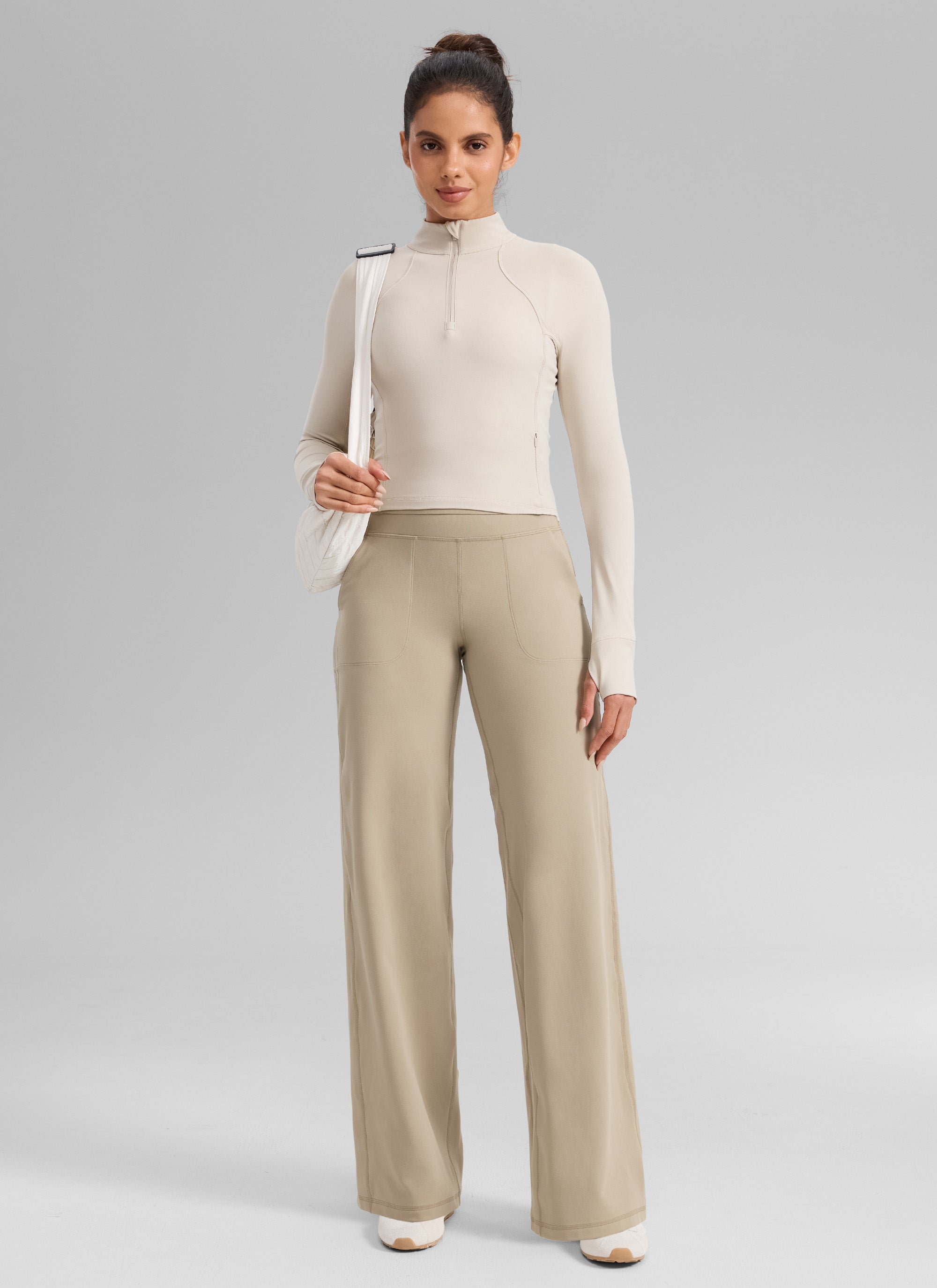 CRZ YOGA Women's Butterlift High Waisted Wide Leg Pants with Pockets 33