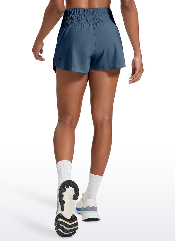 CRZ YOGA Women's Running Tennis High Waisted 2 in 1 Flowy Shorts Hibiscus Purple