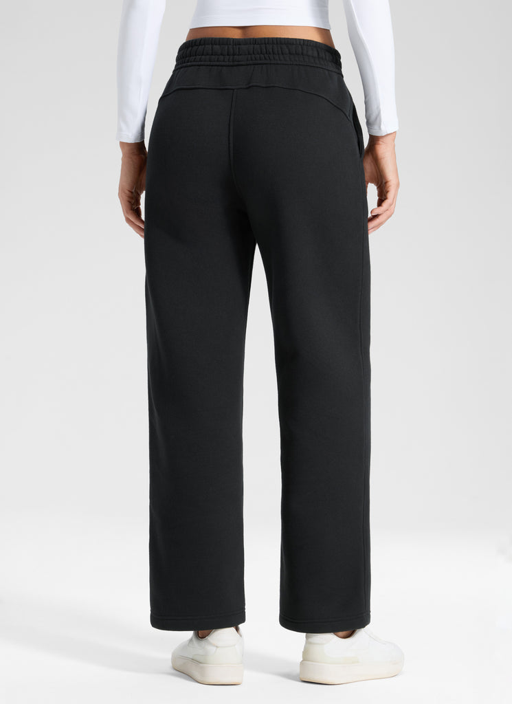 CRZ YOGA Women's Cotton Fleece Lined Casual Straight Leg Pant 28'' Ink Blue