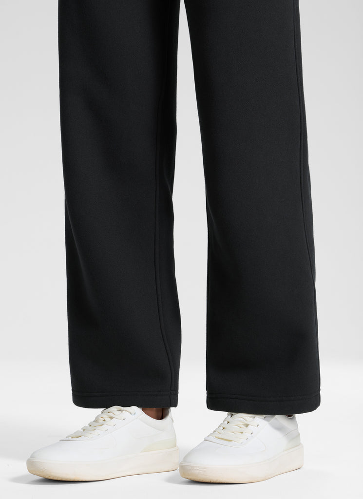 CRZ YOGA Women's Cotton Fleece Lined Casual Straight Leg Pant 28'' Black