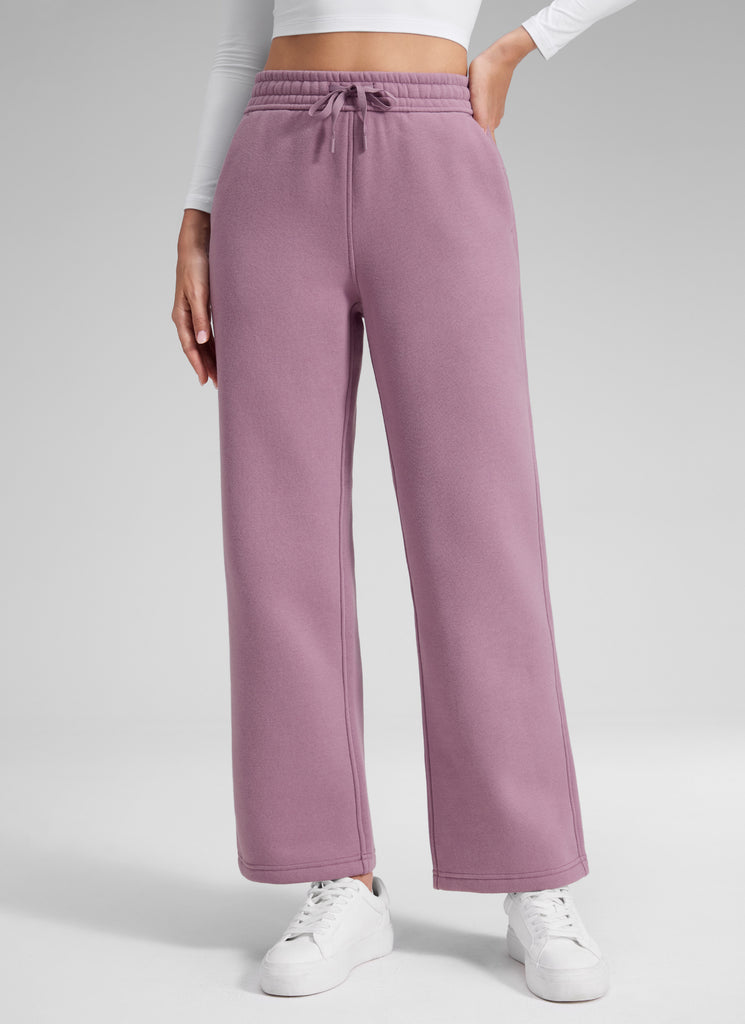 CRZ YOGA Women's Cotton Fleece Lined Casual Straight Leg Pant 28'' Grey Sage