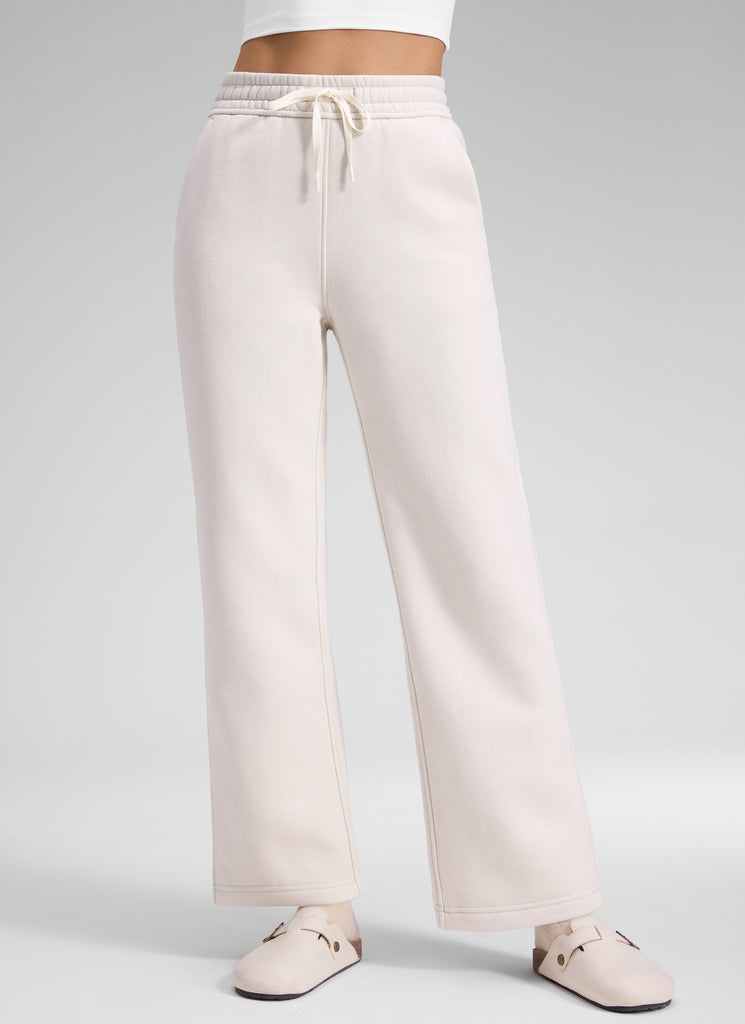 CRZ YOGA Women's Cotton Fleece Lined Casual Straight Leg Pant 28'' Black