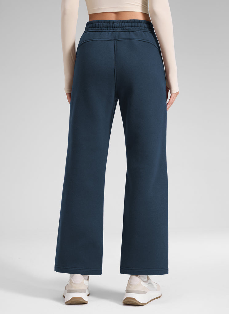 CRZ YOGA Women's Cotton Fleece Lined Casual Straight Leg Pant 28'' Ink Blue