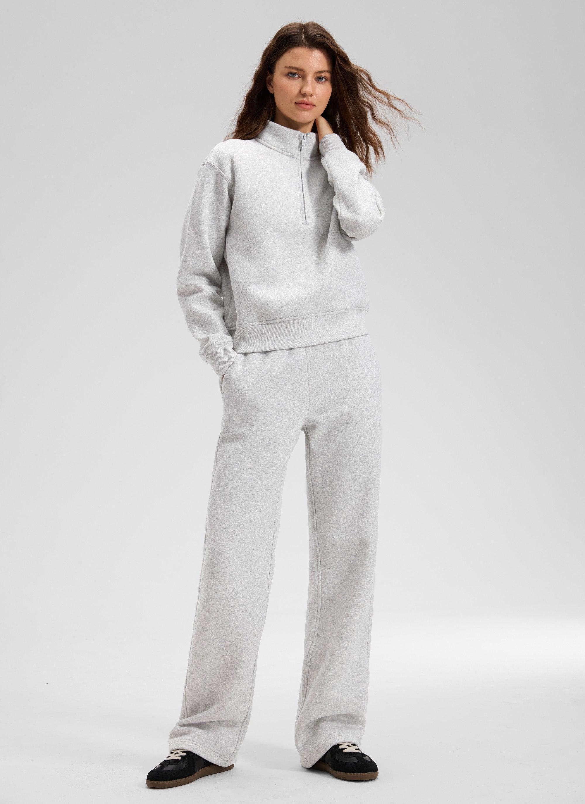 CRZ YOGA Women's Cotton Fleece Lined Casual Straight Leg Pant 32'' Oak