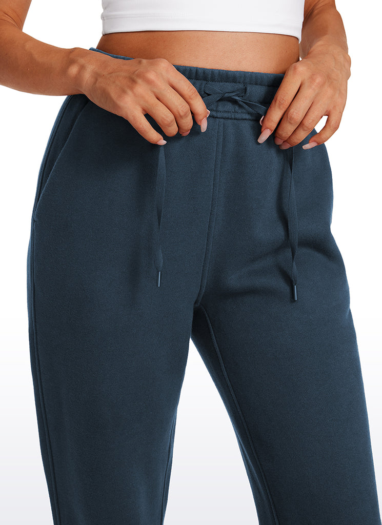 CRZ YOGA Womens Cotton Fleece Lined High Rise Sweatpants Joggers 28'' Ink Blue