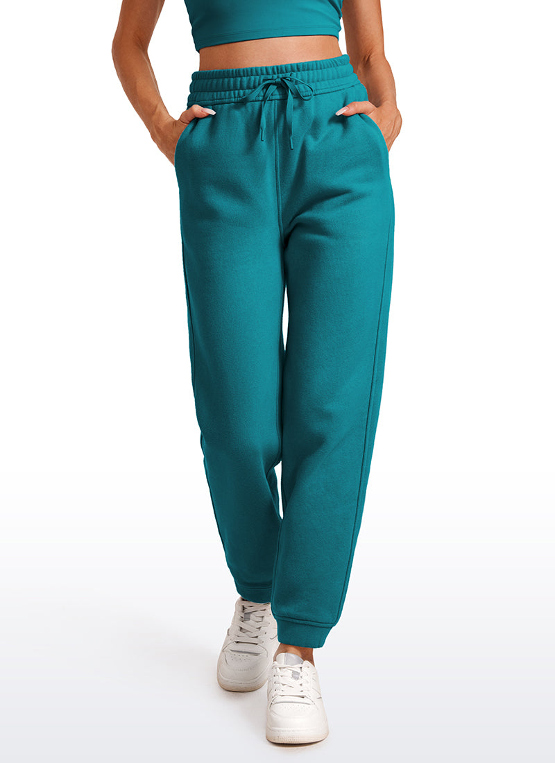 Cotton Fleece Lined High Rise Sweatpants 28''