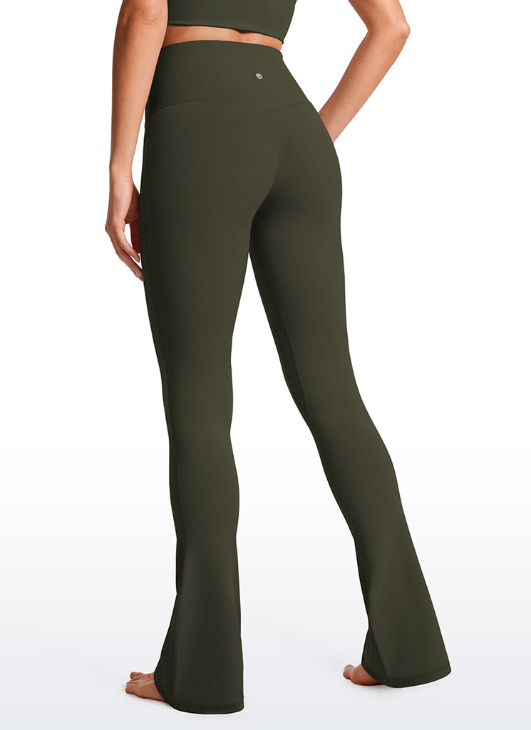 CRZ YOGA Women  Butterluxe High Waist Pockets Mini Flared Leggings 32" Olive Green