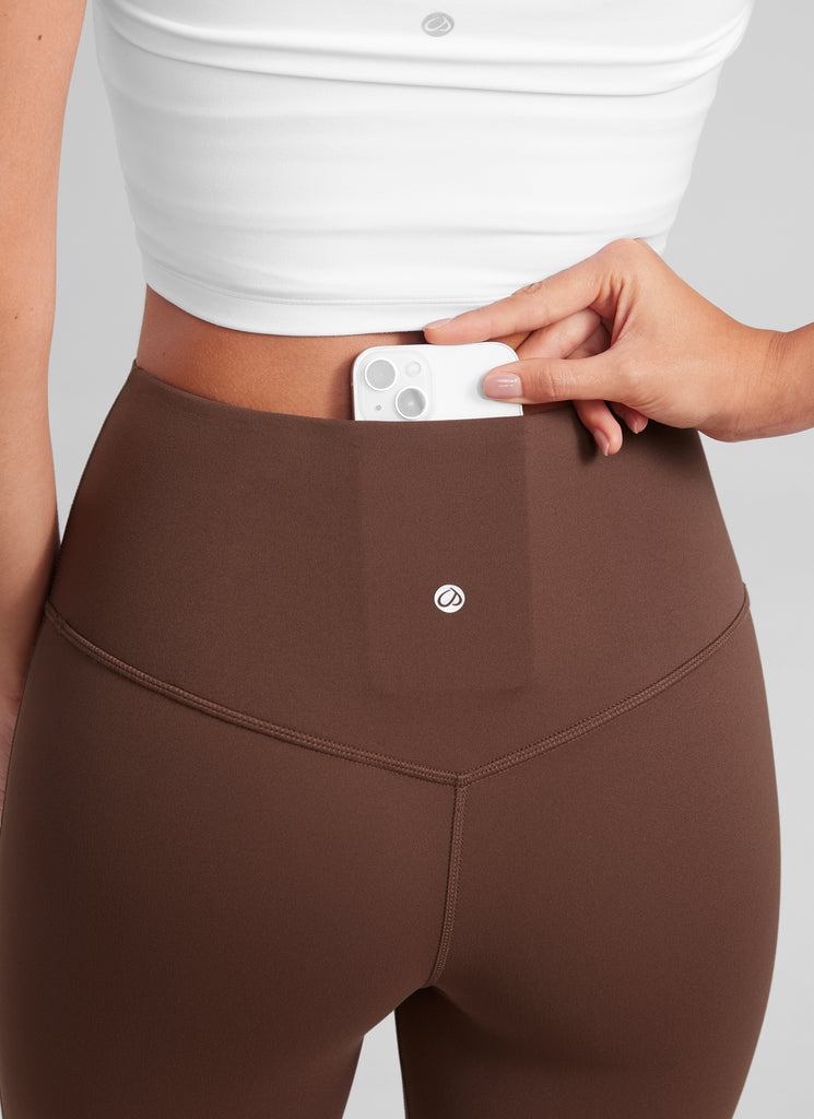 CRZ YOGA Women  Butterluxe High Waist Pockets Mini Flared Leggings 30" Olive Green