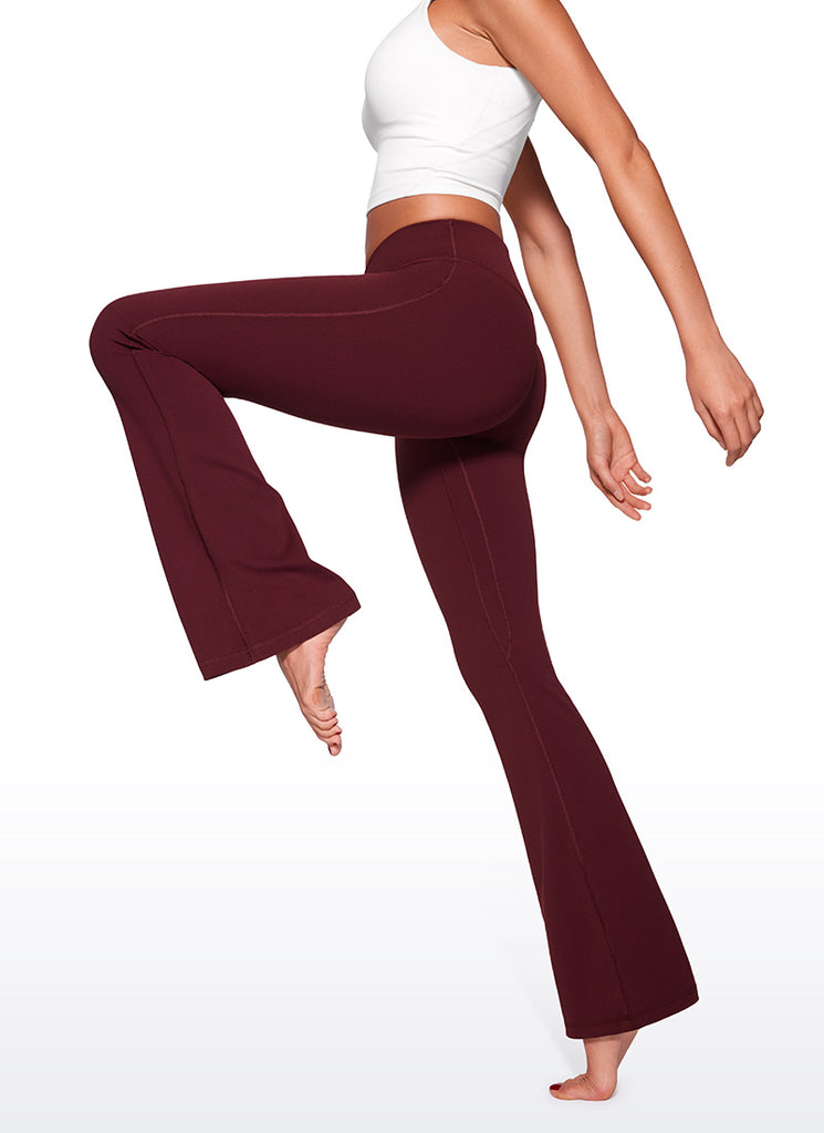 CRZ YOGA Womens Butterluxe Low Rise Flare Leggings 32" Red Merlot