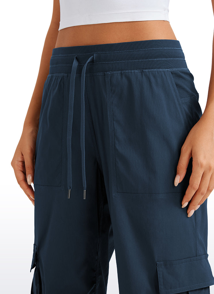 CRZ YOGA  Lightweight Workout Straight Leg Pocket Casual Cargo Pants Ink Blue