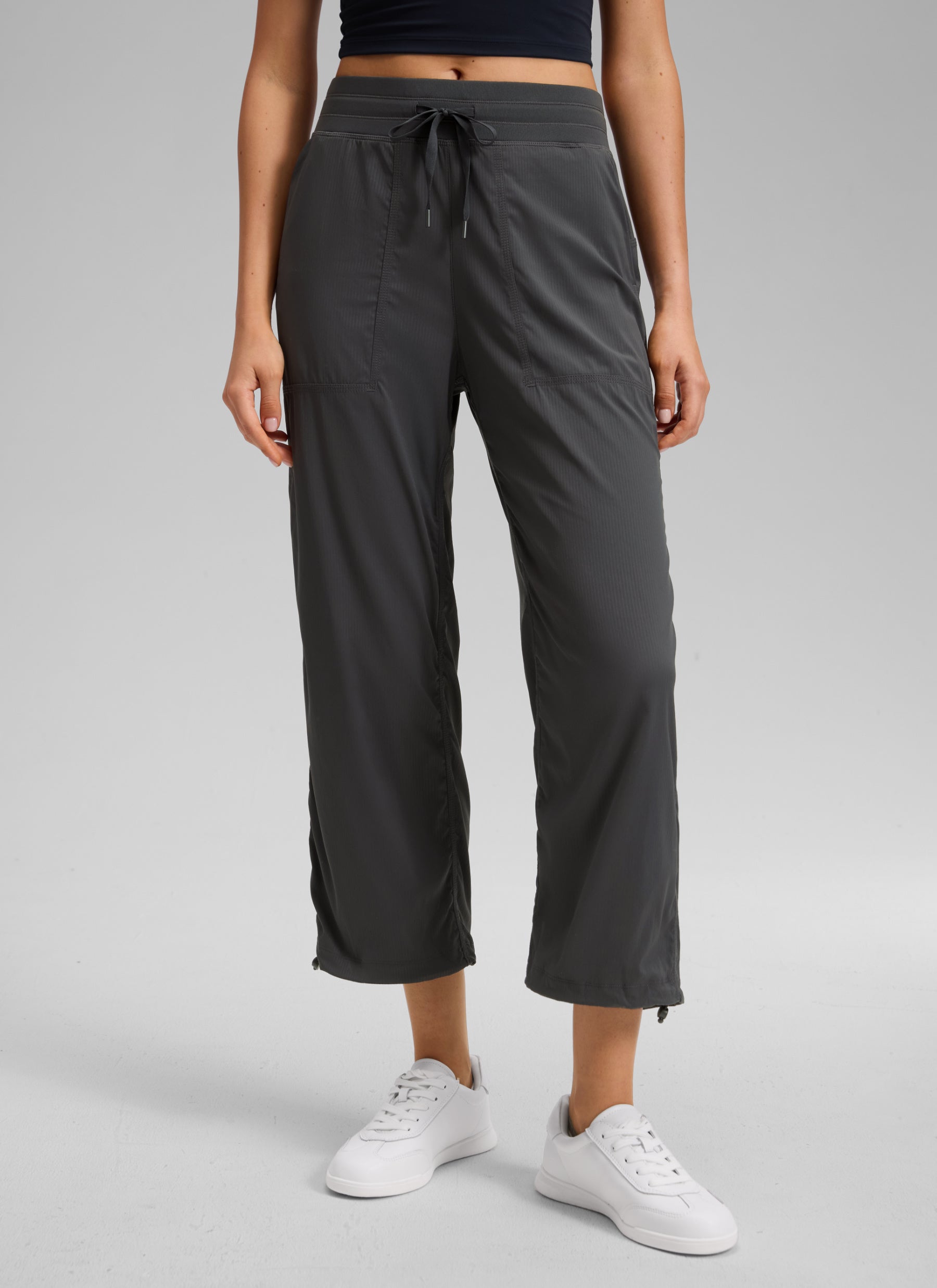 CRZ YOGA Women's Lightweight Drawstring Pocket Straight Leg Pant 24 Ink Gray