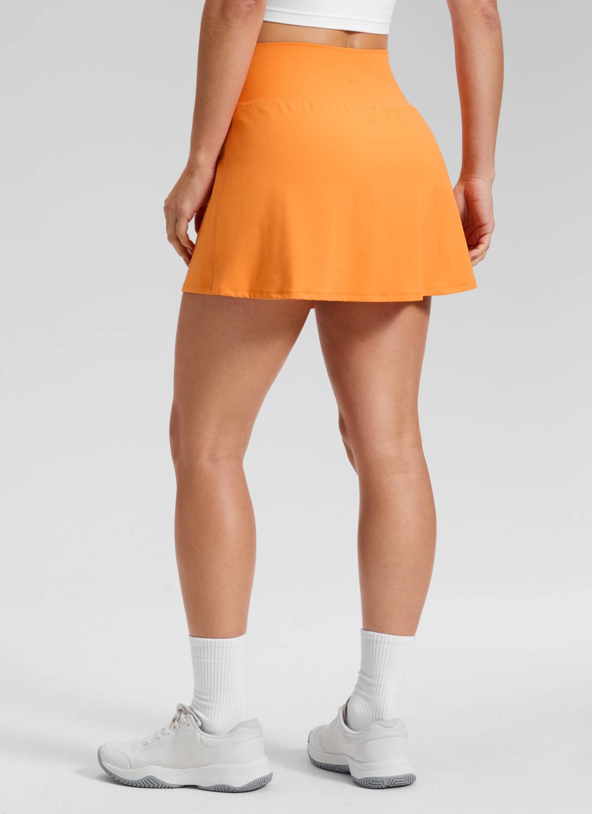 CRZ YOGA Women's Butterluxe High Rise Tennis Skirts 14.5'' with Pocket Tiger Orange