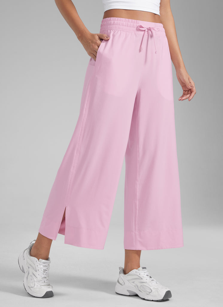 CRZ YOGA Women's  Causal High Waisted Wide Leg Pockets Pants 25'' Pink Peony