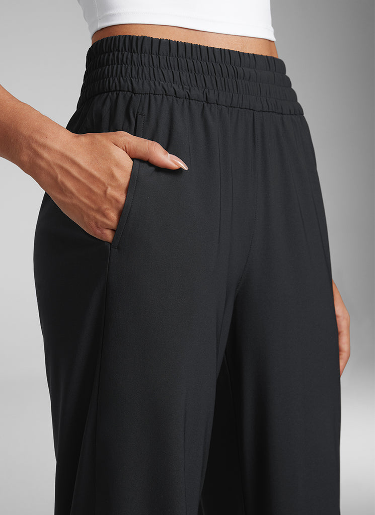 CRZ YOGA Women's Casual High Rise Wide Leg Pants with Pockets 30'' Black