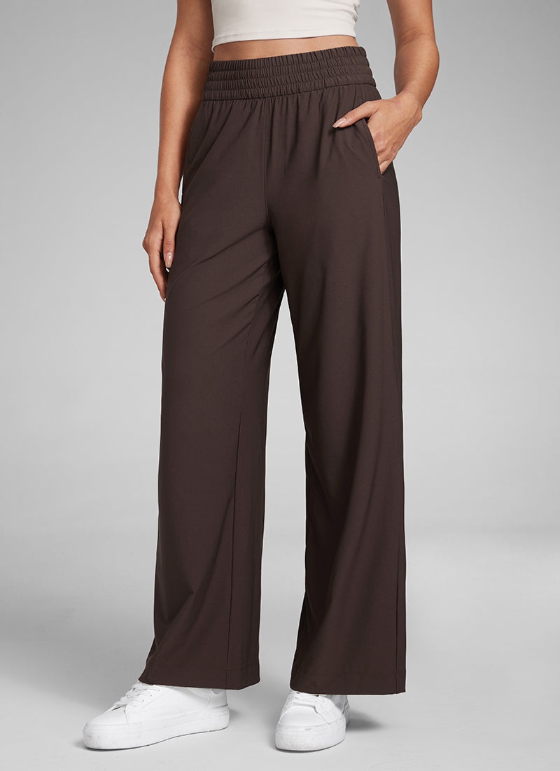 CRZ YOGA Women's Casual High Rise Wide Leg Pants with Pockets 30'' Hot Fudge Brown