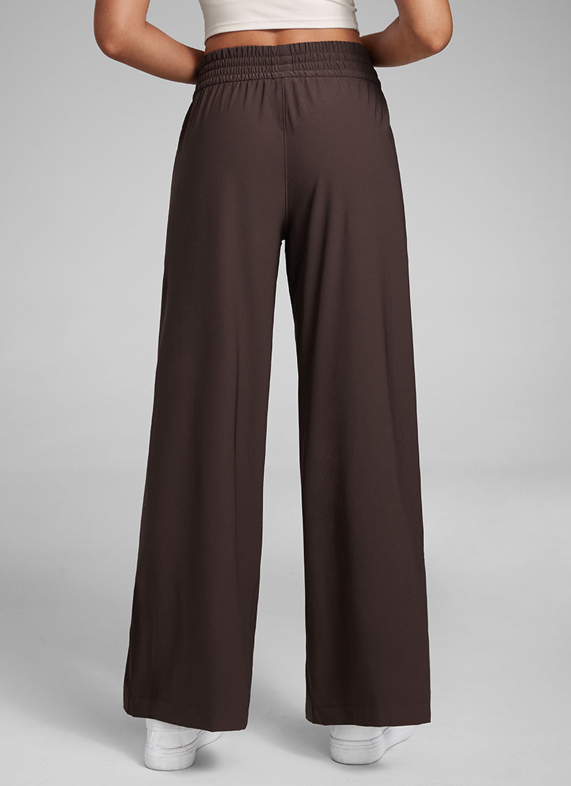 CRZ YOGA Women's Casual High Rise Wide Leg Pants with Pockets 30'' Hot Fudge Brown