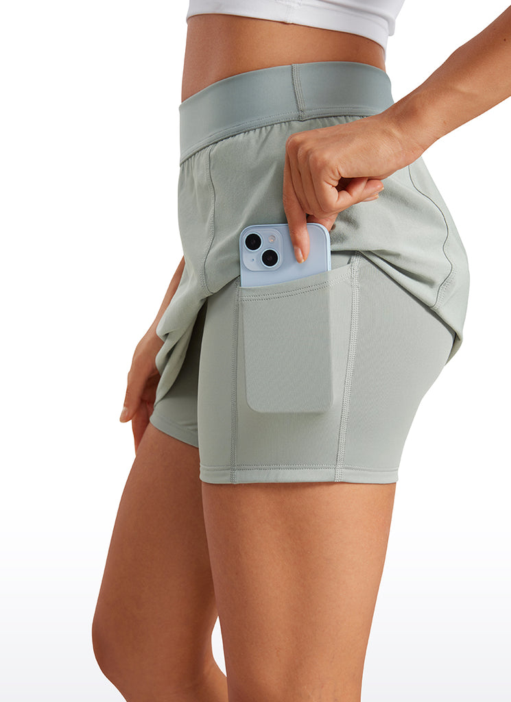 CRZ YOGA Women's Feathery-Fit Soft High Waisted Golf Skirts with Pockets 14'' Sterling