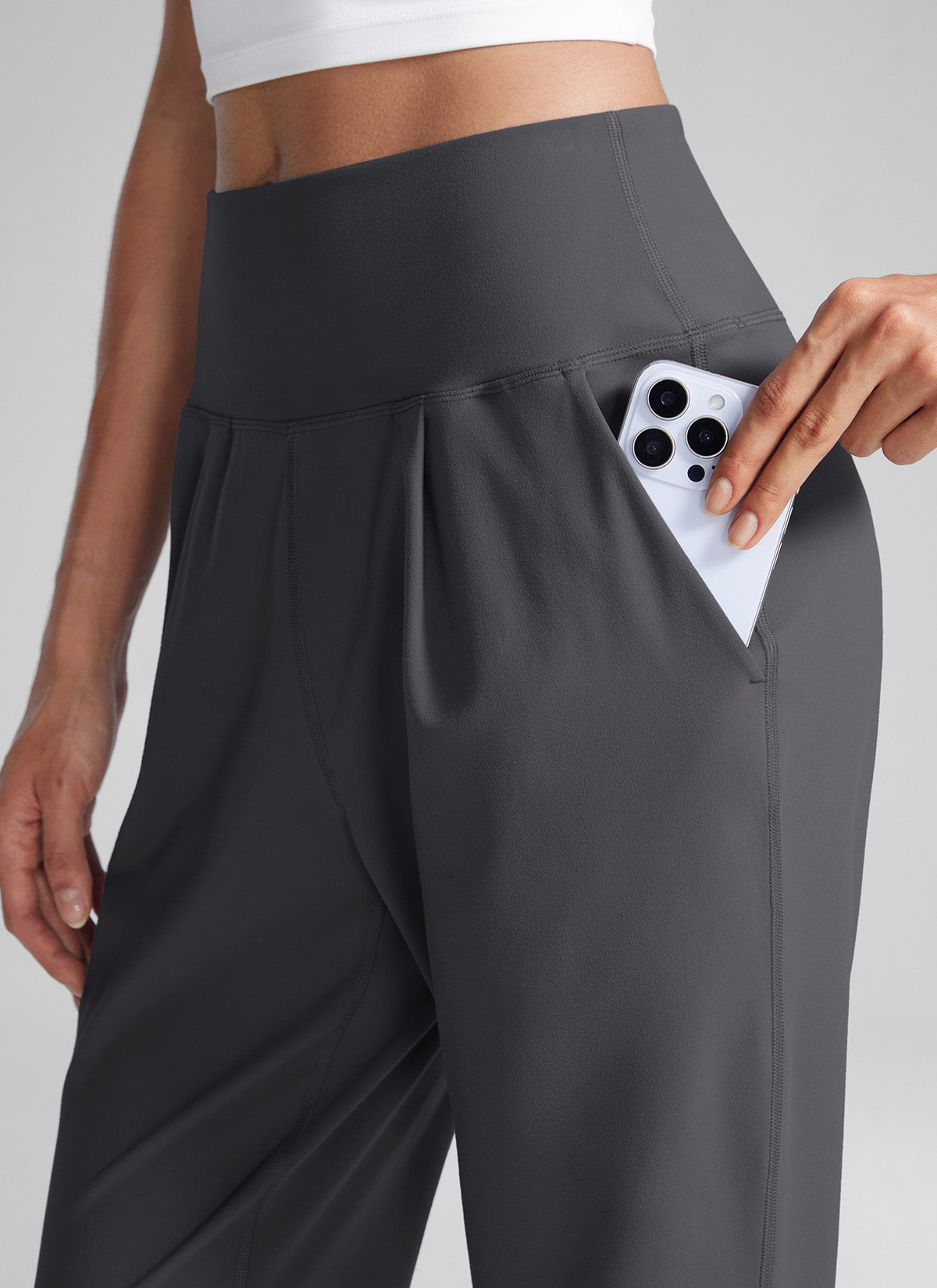 CRZ YOGA Butterlift Women's Casual High Rise Pleated Pants 27'' Mysterious Grey