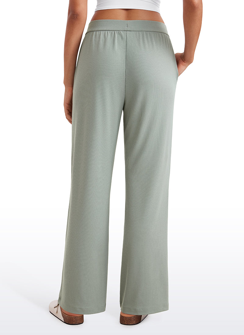 Ribbed High Rise Wide Leg Sweatpants with Pockets 30.5