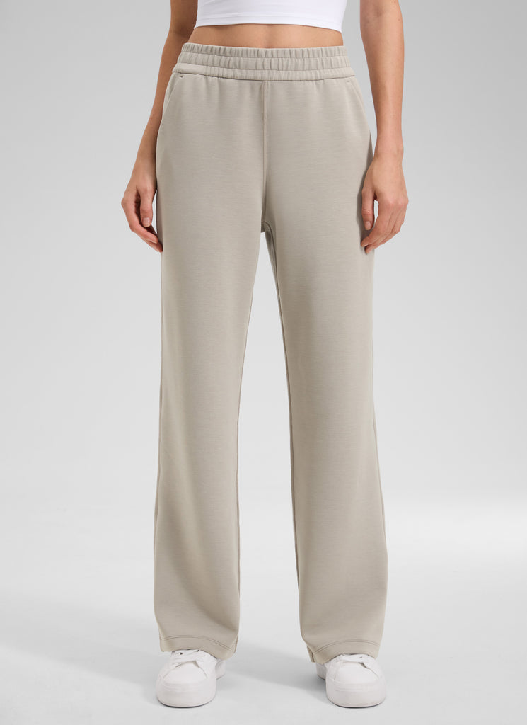 CRZ YOGA Women's SoftAura High Rise Wide Leg Pants with Pockets 31'' Dark Forest Green