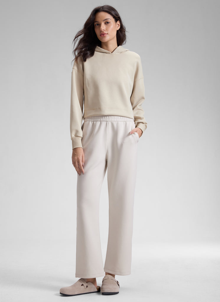 CRZ YOGA  Women's Casual SoftAura Modal High Rise Pocket Sweatpant 29" Milky White