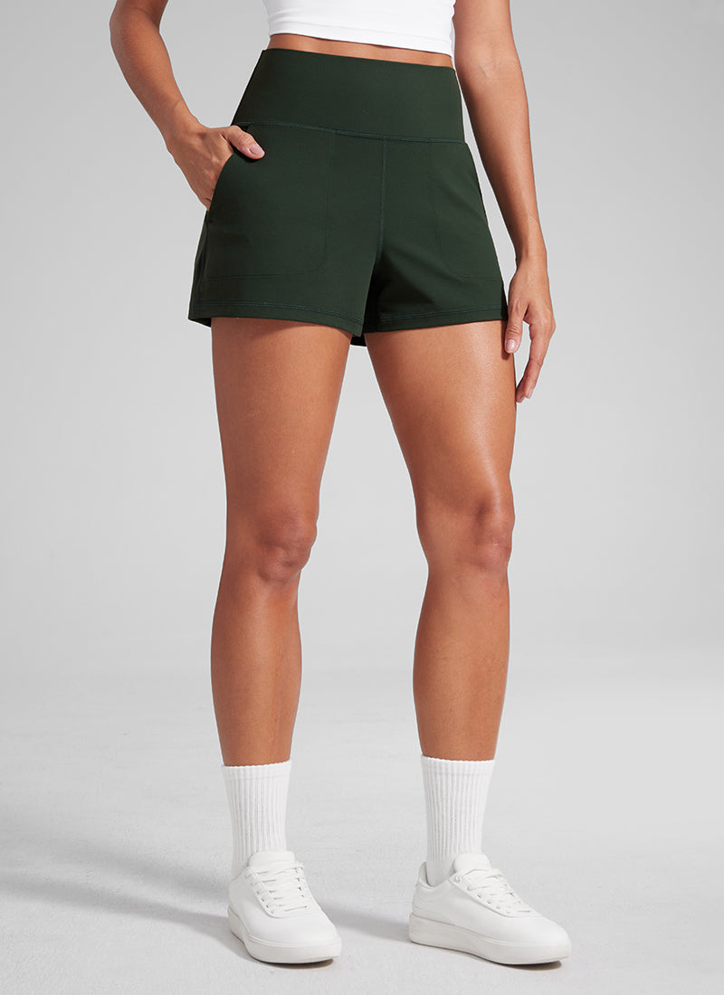 CRZ YOGA Women Butterlift High Waisted Shorts with Pockets Linerless True Navy
