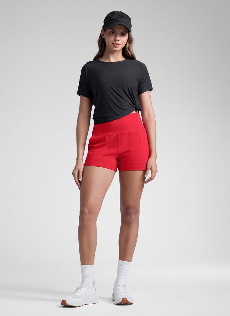 CRZ YOGA Women Butterlift High Waisted Shorts with Pockets Linerless Legend Green