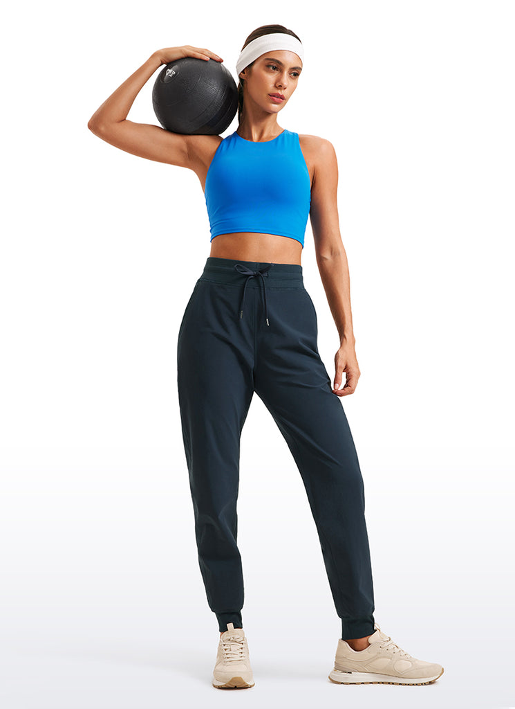 CRZ YOGA Women's Casual Workout Joggers Pants with Pockets 28.5” Black