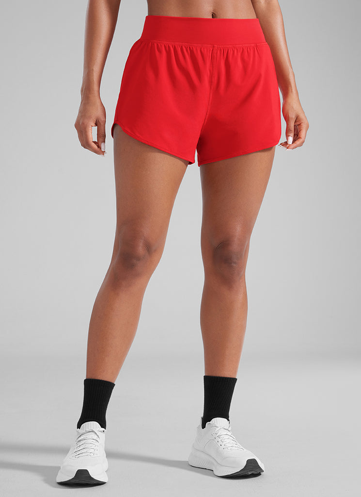 CRZ YOGA Women's Feathery-Fit Soft Mid Waisted Shorts 3” with Pockets Liner Sparkle Blue