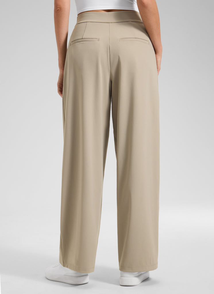 CRZ YOGA Women's Business High Rise Drawstring Pocket Wide Leg Pant True Navy