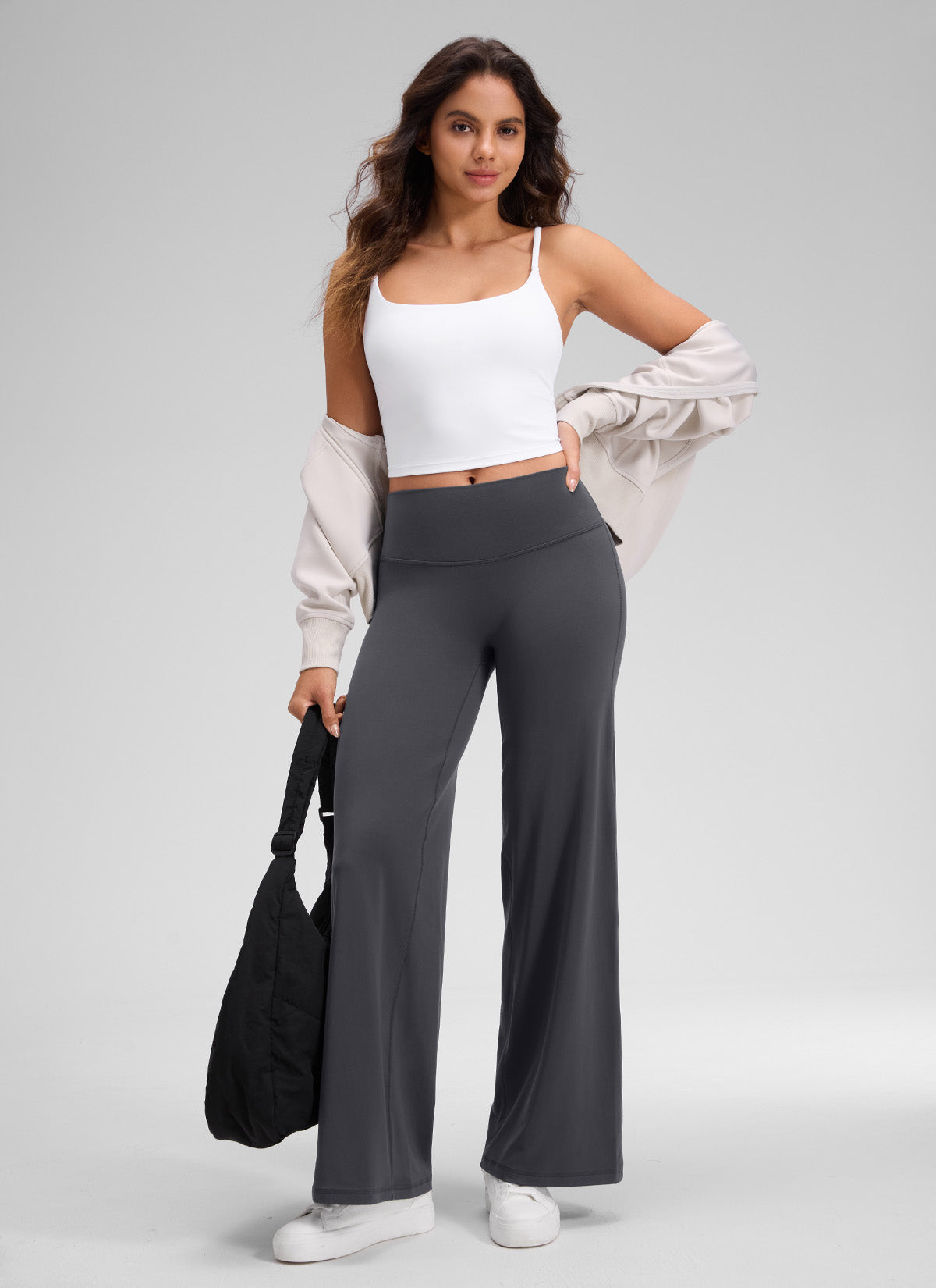 CRZ YOGA Women's Softretch Workout No Front Seam Wide Leg Pant 32