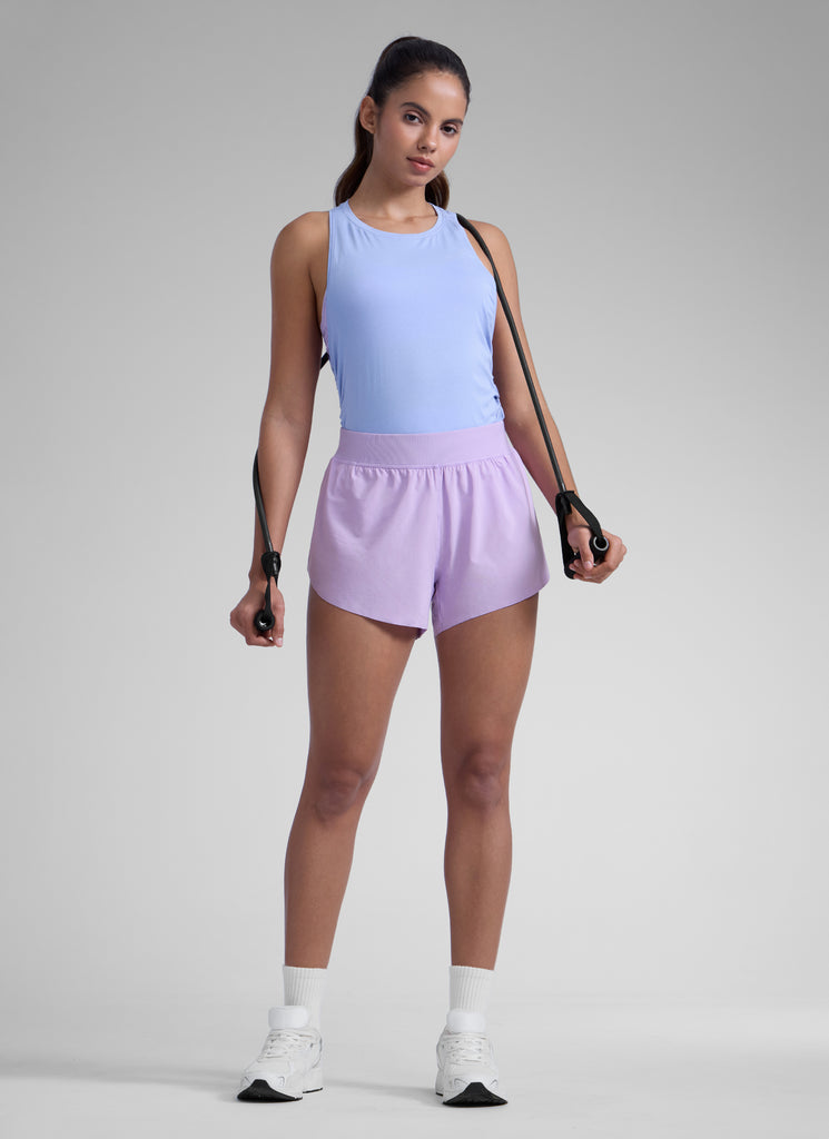 CRZ YOGA Women's Running High Waisted Mesh Lined Shorts Workout Shorts Lilac