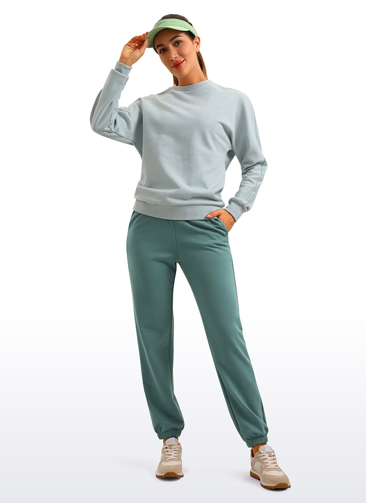 CRZ YOGA Womens French Terry High Rise Down the Street Sweatpants 28'' Black