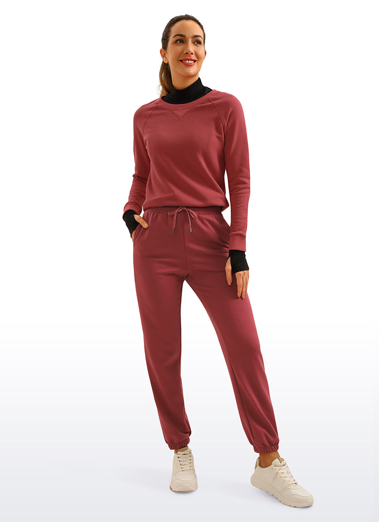 CRZ YOGA Womens French Terry High Rise Down the Street Sweatpants 28'' Black