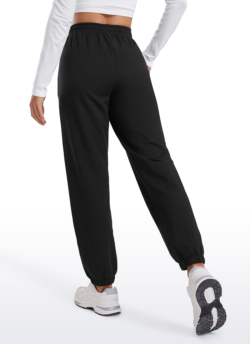 CRZ YOGA Fleece Sweatpants Women Cotton Pockets High Waisted Joggers Black