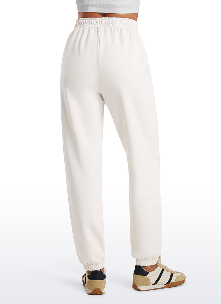 CRZ YOGA Fleece Sweatpants Women Cotton Pockets High Waisted Joggers Black