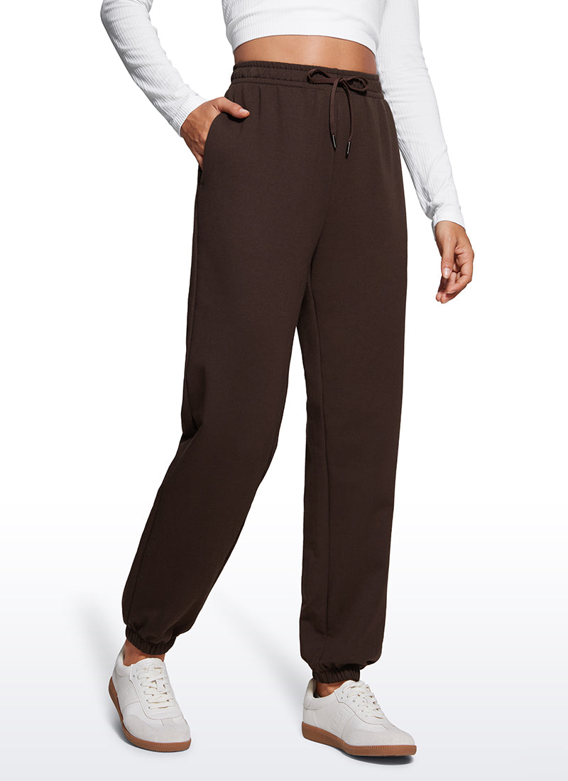 CRZ YOGA Fleece Sweatpants Women Cotton Pockets High Waisted Joggers Sterling