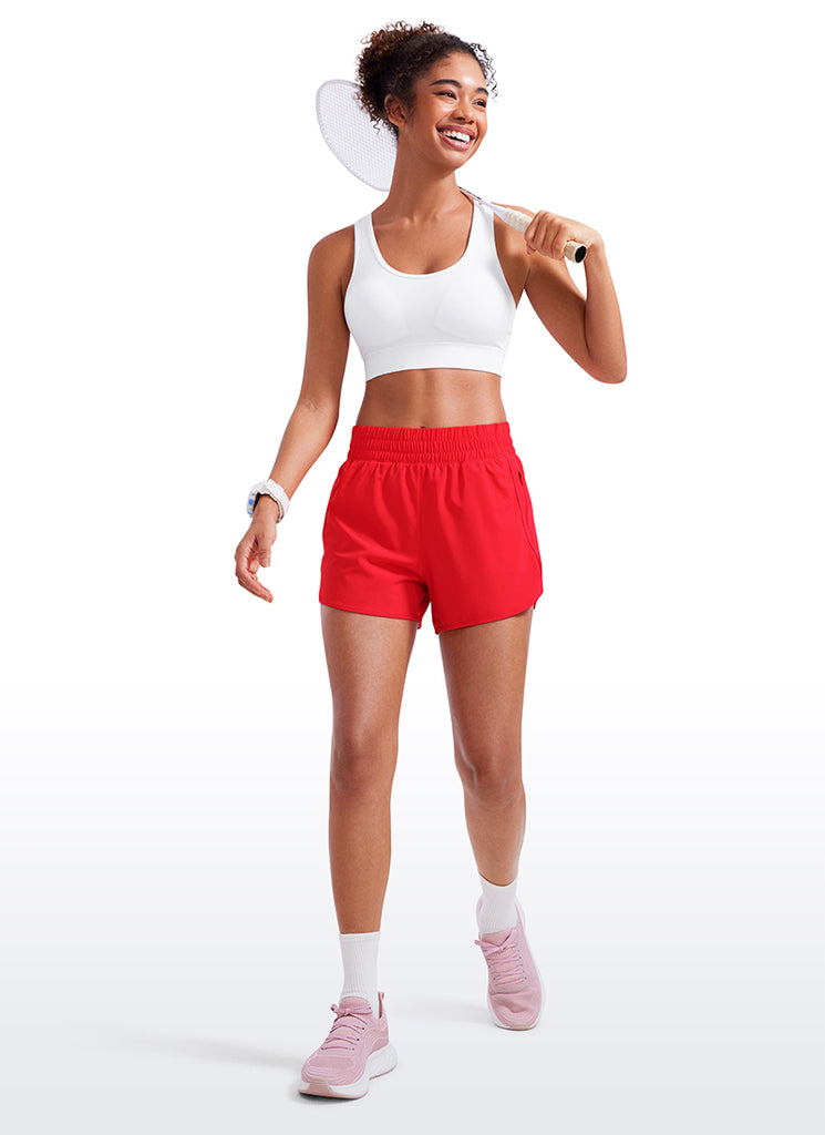 CRZ YOGA Women's Running High Waisted Mesh Lined Shorts 3'' Hibiscus Purple