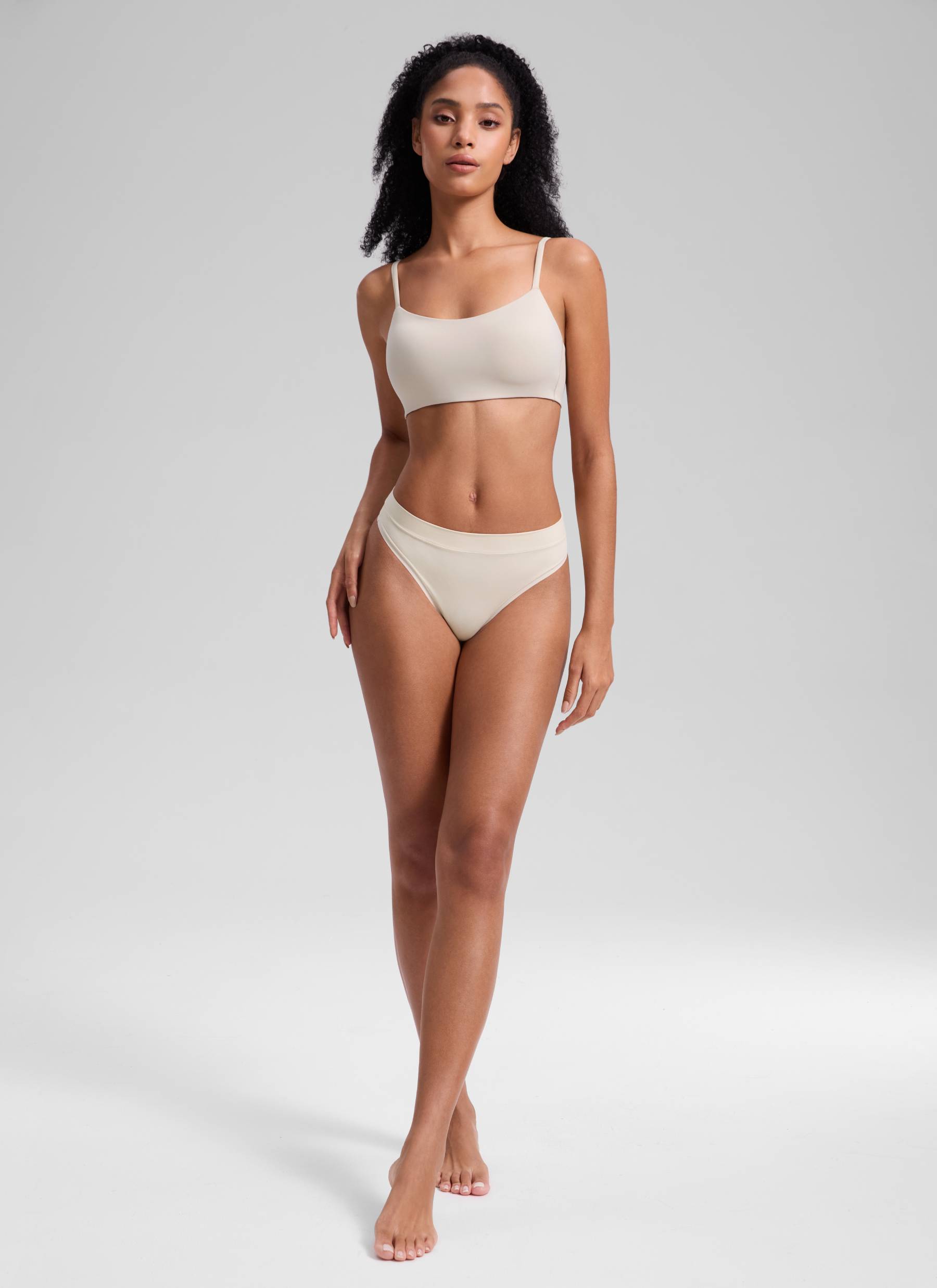 CRZ YOGA Women Softhold High Rise Thongs Ladies Underwear 3 Pack Mojave Tan 2 3pack