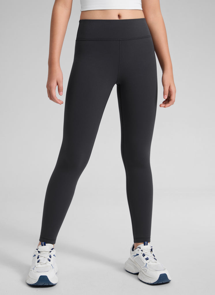 CRZ YOGA Girl's Matte Thermal Fleece Lined Casual High Rise Legging True Navy