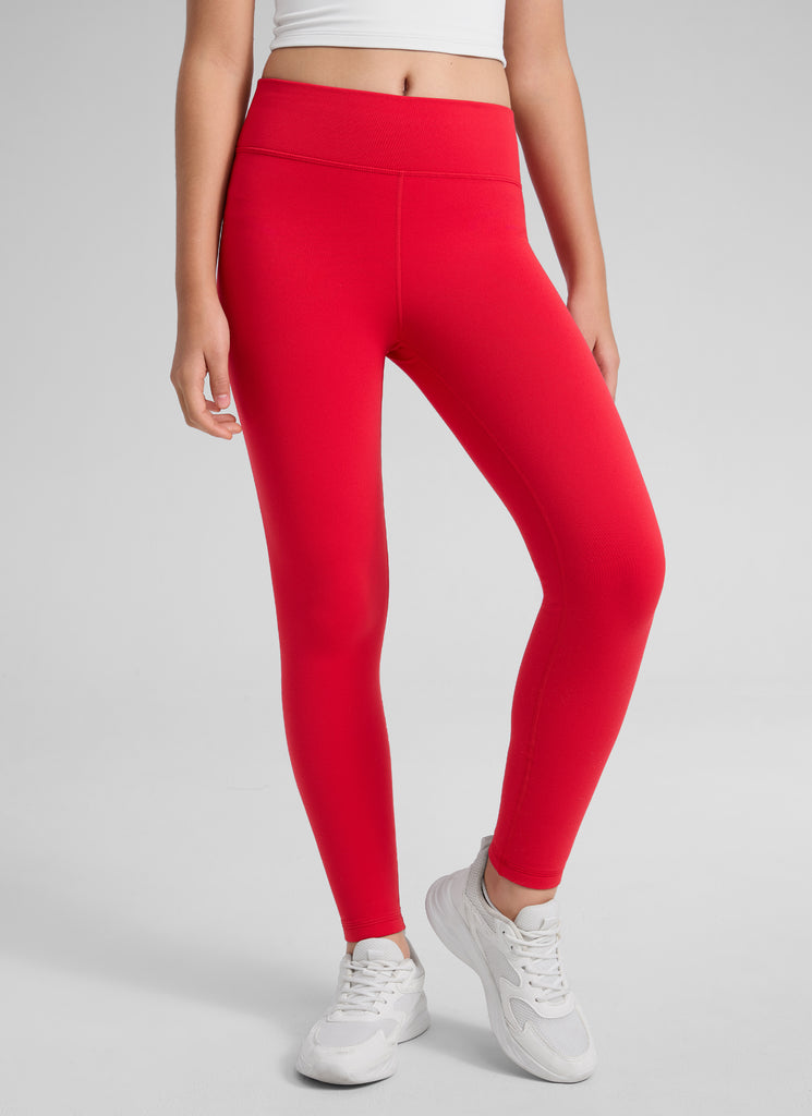 CRZ YOGA Girl's Matte Thermal Fleece Lined Casual High Rise Legging Lava Brown