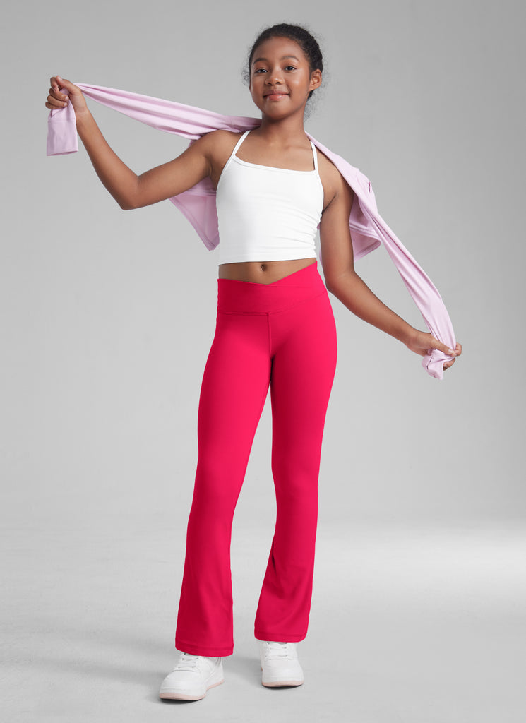 CRZ YOGA Girl's Active Sports Yoga Lounge Butterluxe Flare Leggings Olive Green