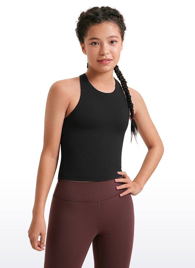 CRZ YOGA girl's Active Sports Butterluxe Racerback Tanks Waist Length Deep Red